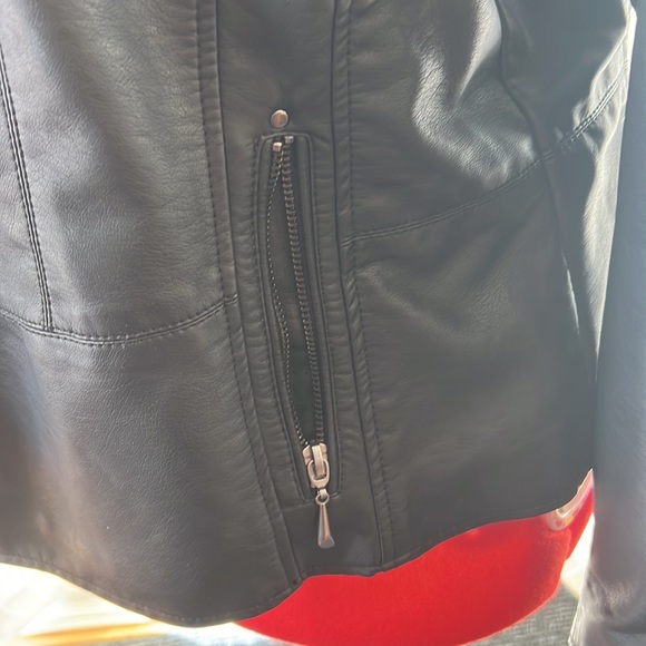 Dark blue simulated leather blazer - Picture 2 of 6